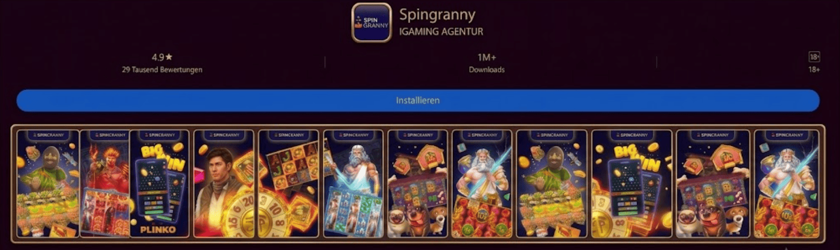 SpinGranny Casino App – Mobile Ansicht auf iOS und Android für deutsche Spieler